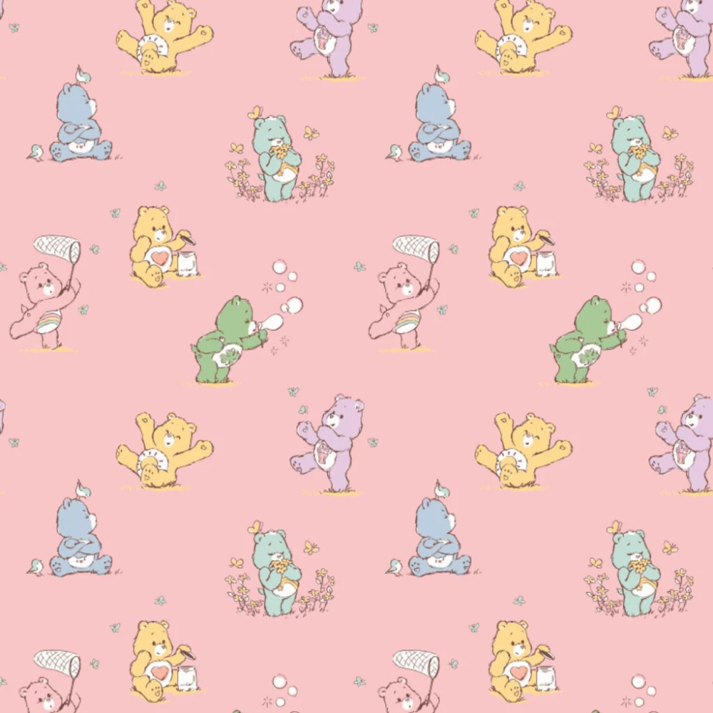 Playful Care Bears Pink Flannel Fabric