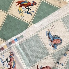 1 YD Animal Checkerboard Brocade Decor Fabric Sage Green