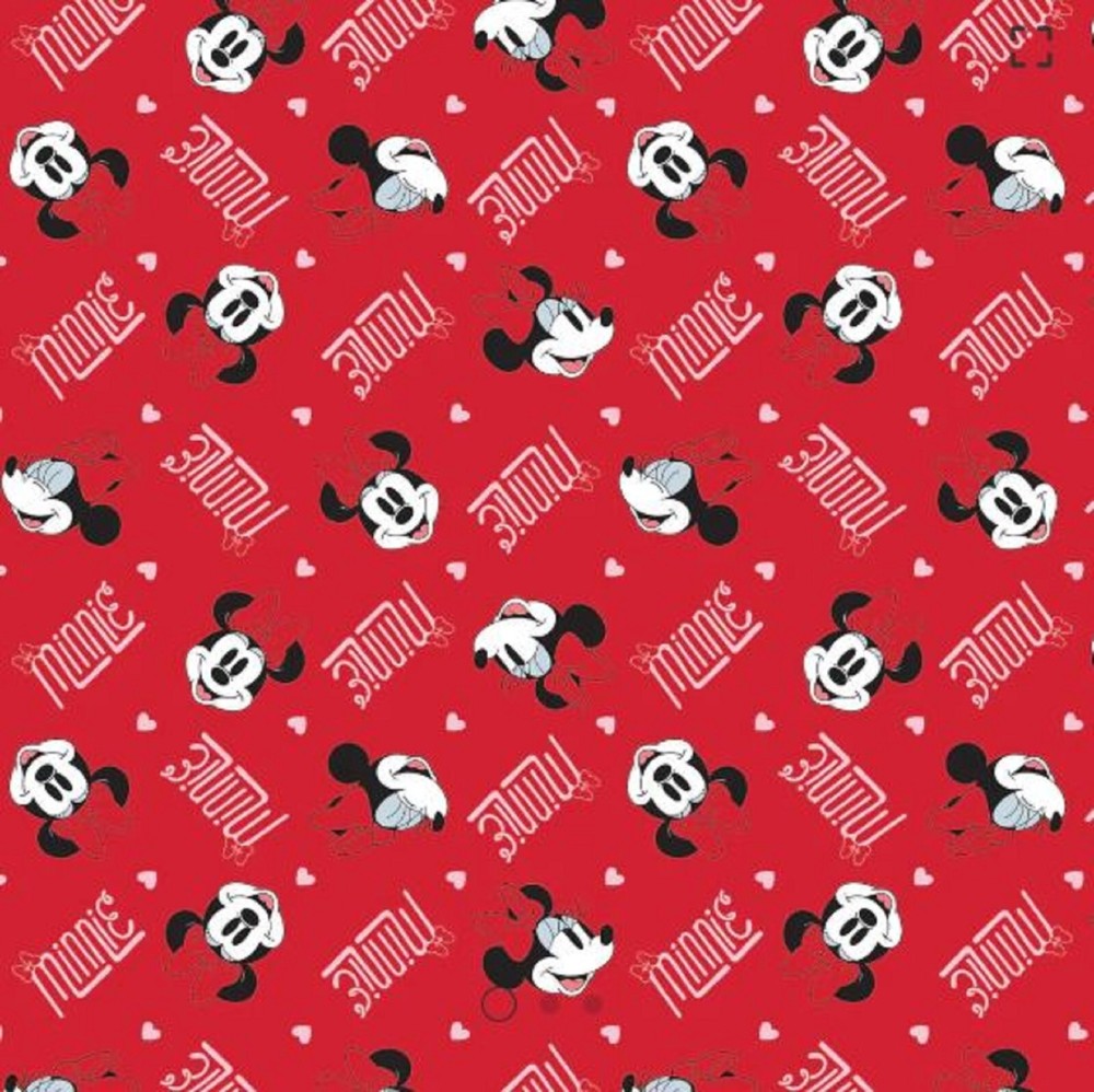 Mickey and Friends: Bowtiful Minnie on Red- Camelot Fabrics Sold by the Yard