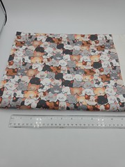Organic Cotton Knit Kitty Cat Print Sewing Fabric 36″ x 60″ Multicolor Faces