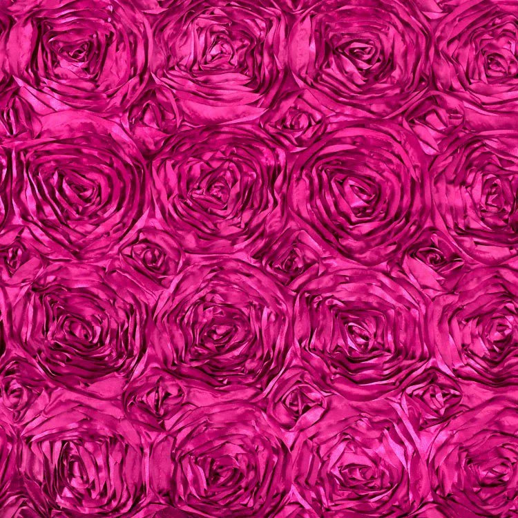 Paige FUCHSIA 3D Floral Polyester Satin Rosette Fabric by the Yard – 10028