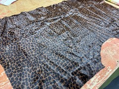 Genuine Hair-On Hide Leather Cheetah Leopard Print Glossy Upholstery Designer