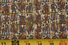 35″ Long x 35″ Wide, Vintage 1940’s-60’s,Jack Queen King Face-Cards Cotton,P2618