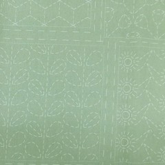 Patchwork Quilting Sewing Fabric Sashiko Botanical Green Panel 60x137cm