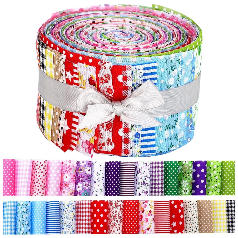 Floral Jelly Fabric for Quilting Patchwork Roll 2.55 inch 40 PCS Strips