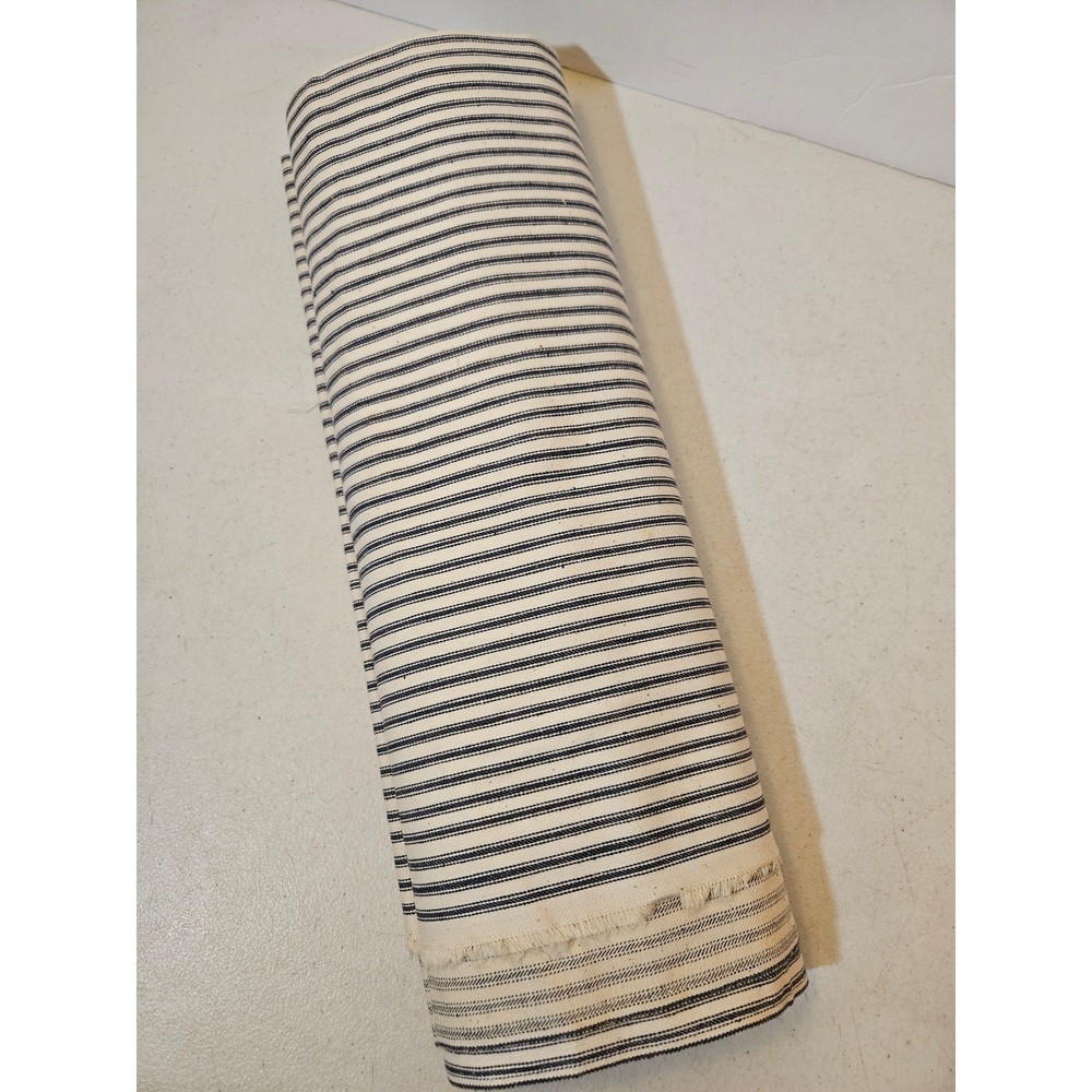 Vintage Antique Blue Stripe Ticking Fabric 33″x4.25 yards Rare HTF