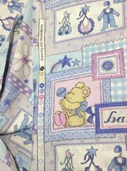 Baby Theme Blocks Pastel Blue Pink Yellow Directional 4Y Cotton Fabric