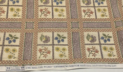 Vtg Floral Fabric By Debbie Mumm For SSI Grid Pattern Muted Lavender Cream BTHY