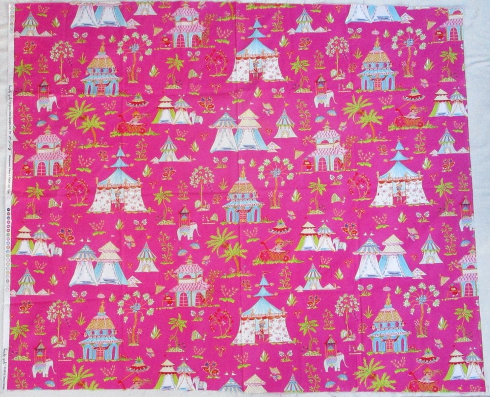 1 YD OOP~Cotton Haute Girls Toile Free Spirit Westminster Fibers Hot Pink+Multi