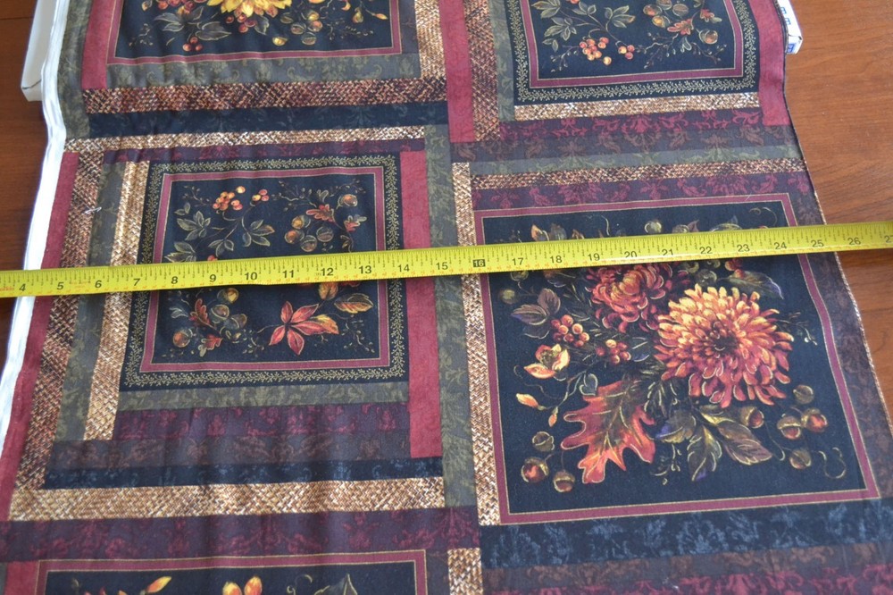 23.5″ Long x 44″, Fall Leaves & Flowers Quilt Cotton Panel, P&B/Abundance, B1001