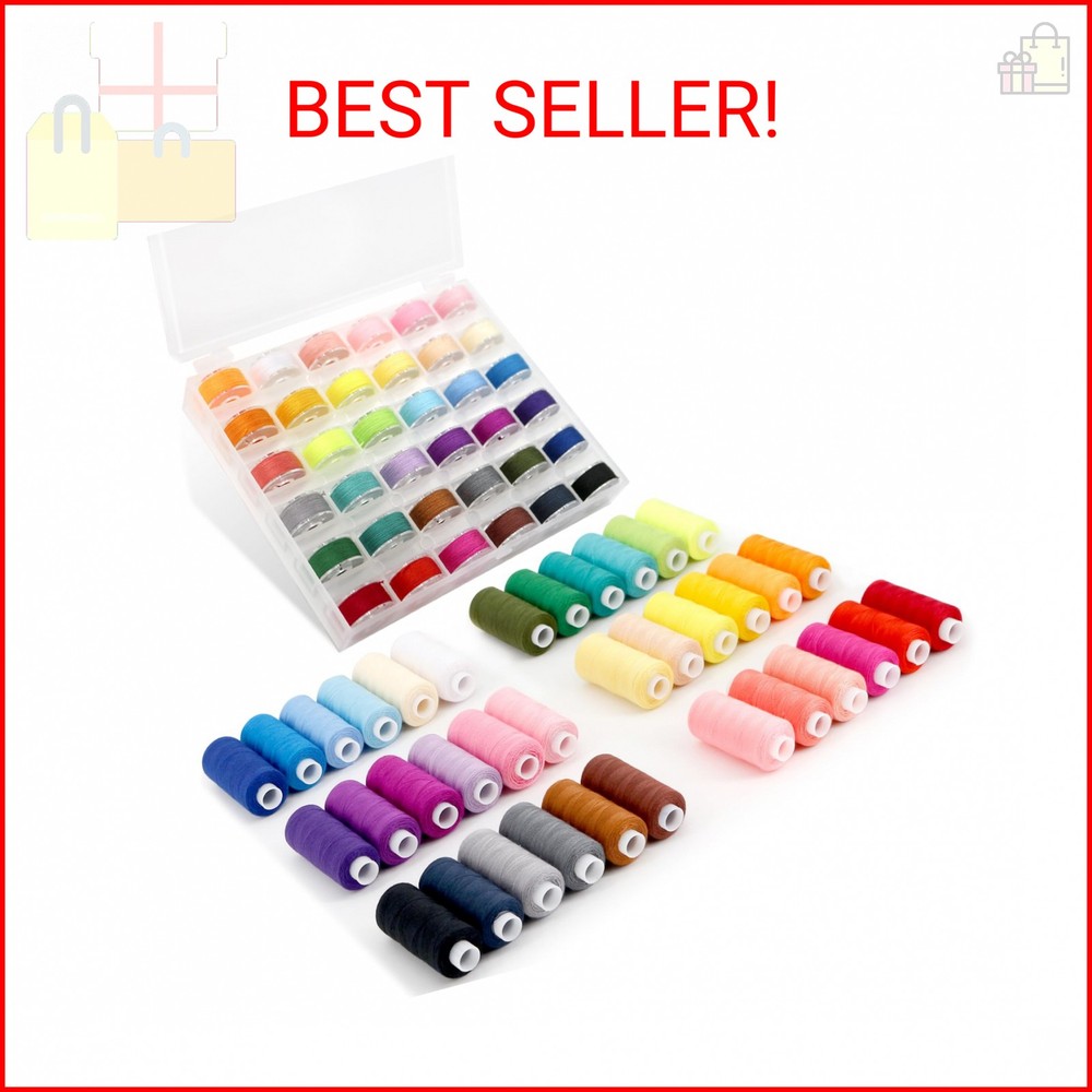 72Pcs Sewing Thread kit, 36 Assorted Colors Machine Threads with Spools, 36 Same