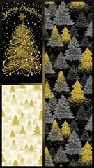 Timeless Treasure – Golden Christmas Tree – Cream Quilting And Crafting Fabric