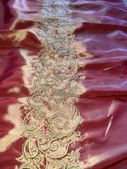 FAUX SILK EMBROIDERED 58” DRAPERY UPHOLSTERY Sold By The Yard