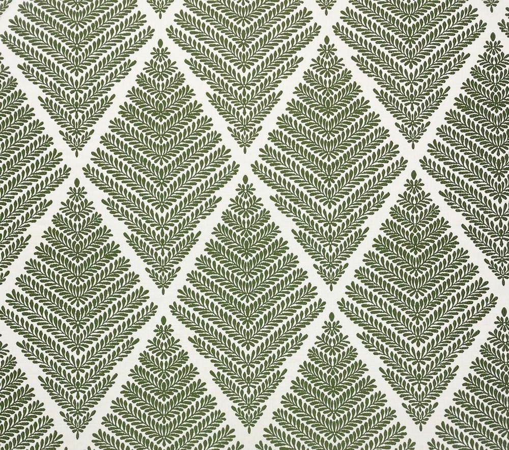 BALLARD DESIGNS EMMELINE IVY GREEN GEO CRYPTON PERFORMANCE FABRIC BY YARD 55″W