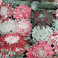 Japanese Chrysanthemum, red green – Kaffe Fassett Fabric Cotton One Yard Cut