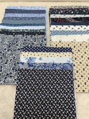 vintage fabric scraps lot Of 50 5” Squares Blue Hues Quilting Crafts