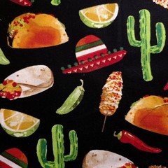 Street Tacos & Cacti Fiesta Cotton Fabric 44″x36″ Precut Yard