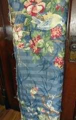 Richloom Platinum Collection Blue Stripe Floral Birds Fabric 6+ Yds NEW Charming