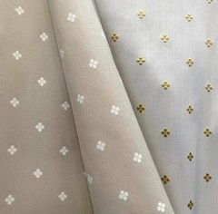 Thai Silk Cotton Blend Fabric Cream Gold Floral Woven 100x180cm Handmade
