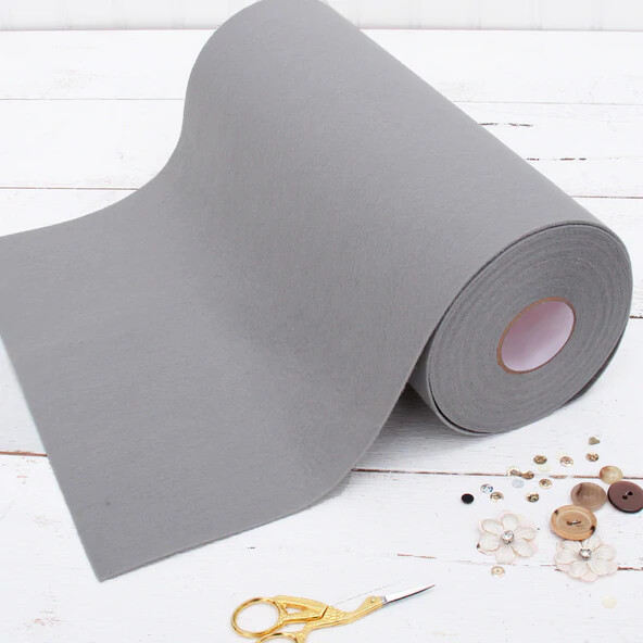 Premium Felt Roll – 12″ x 10yd – Light Grey – Soft Wool-Like 1.2mm Thick