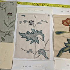 Chelsea Editions Embroidered Fabric Samples Lot of 8 Linen Textile Swatches