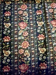 VTG Victorian-Revival Striped Botanical on Black by Concord Fabric BTHY