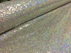 3mm Sequin Fabric Material Stretch Sparking Paillette 120cm Wide Silver Hologram