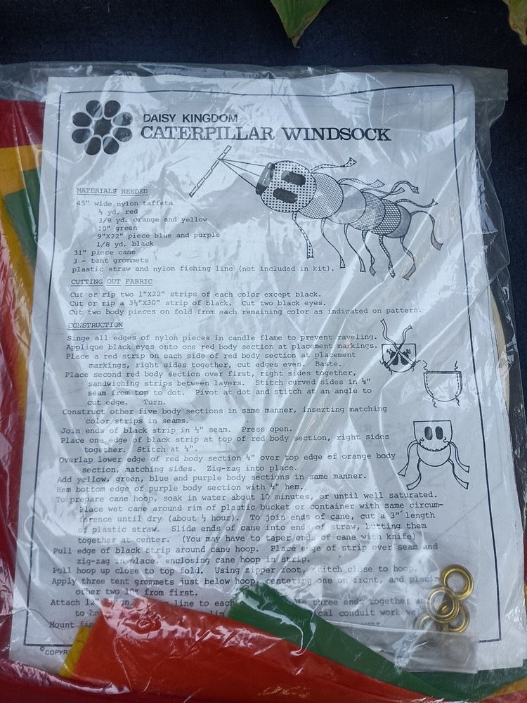 Vintage Daisy Kingdom Caterpillar Windsock Kit 1981 Sealed But Hoop Cracked