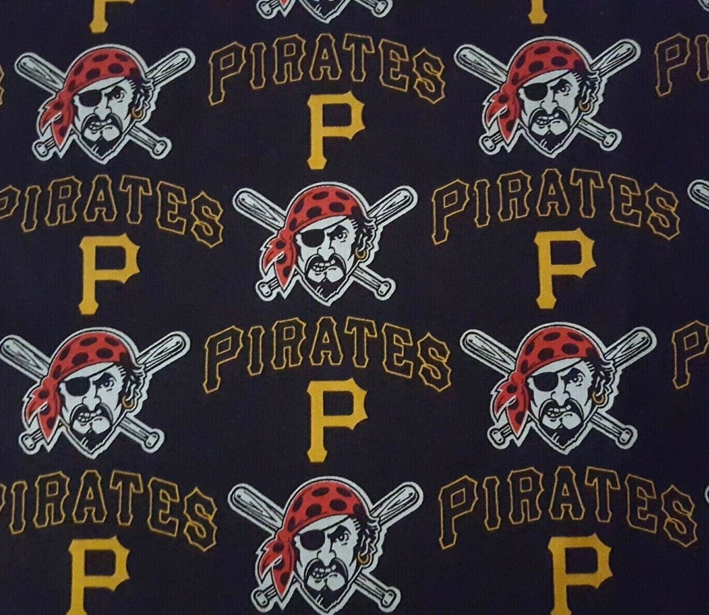 Pittsburgh Pirates Baseball BTY Fabric Traditions 58″ Wide on Black MLB