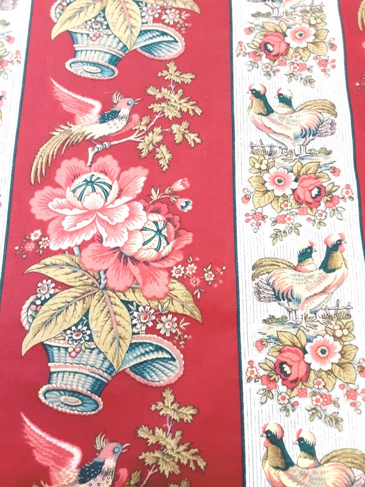 Waverly Fabric Rochelle French Country Rooster Multicolor Floral 60X 55 Cotton