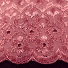 Dusty Rose Polycotton Eyelet Fabric Embroidered Floral Scalloped 40″ By The Yard