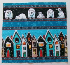 Cotton Fabric Comic Polar Bear Village – Pic C – 10 1/4″ L x 11 1/4″ W
