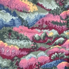 VTG Spring Industries Landscape Fabric Mountains Trees Pastel BTY 90s Cotton
