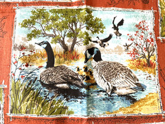 Vtg House ‘N Home Fabrics Screen Print #191A Ducks & Birds 1 Yd 34.5 In X 44” W