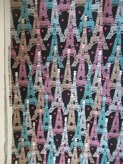 Paris Eiffel Tower Cotton Fabric AMP “EIFFEL FOR YOU” VTG RARE 1Y8″X42″