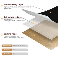 Self Adhesive Felt Sheet Black Backing Drawer Jewelry Box Liner 9×11 5PCS