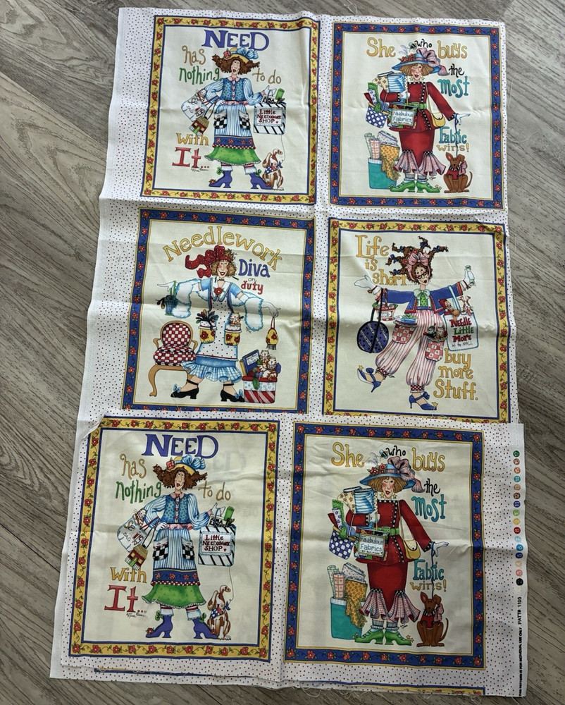 APPLIQUE Sewing Theme Multicolor Cotton Fabric Panel for Quilting & Crafts