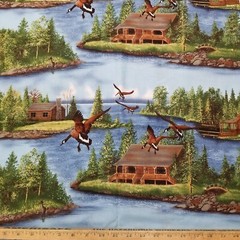 Kevin Daniels MMFab Canadian Geese Forest Lake Cabin Scenic Cotton Fabric 60×45