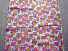 Vintage Cotton Fabric Material Giraffe Pink Polka Dots 34″ x 45″ 4.25 yards