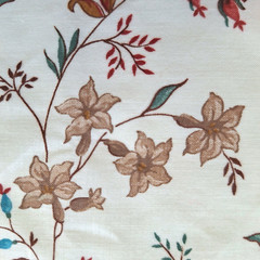 Flowers Vines Red Teal On Cream Chintz Joan Kessler Concord Cotton Fabric 2.5 YD