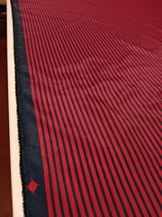 Red & Navy Stripe Light Weight Woven Silky Apparel Fabric 2 2/3 yards X60″