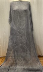 100% Silk Chiffon w/ Lurex Gold Stripes & Wave Gray Fabric By the Yard 44″ Wide