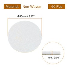 60Pcs Round Felt Circles, 55mm (2-1/8″) Non-Woven Felt Fabric Sticker, White