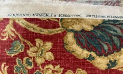WAVERLY JACOBEAN FLORAL DRAPERY FABRIC , Brick Red, Teal And Khaki 9yds X 54”