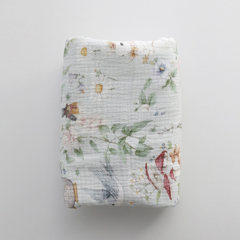 Crinkle Double Gauze Cotton Fabric By The Yard Watercolor Print 55in Wide 1yd WC