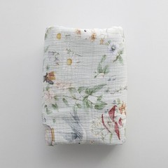 Crinkle Double Gauze Cotton Fabric By The Yard Watercolor Print 55in Wide 1yd WC