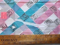 2x 40s 50s Geometric Colorblock Cotton Sewing Fabric 33″ X 1.9. & 1.6yds FLAWS