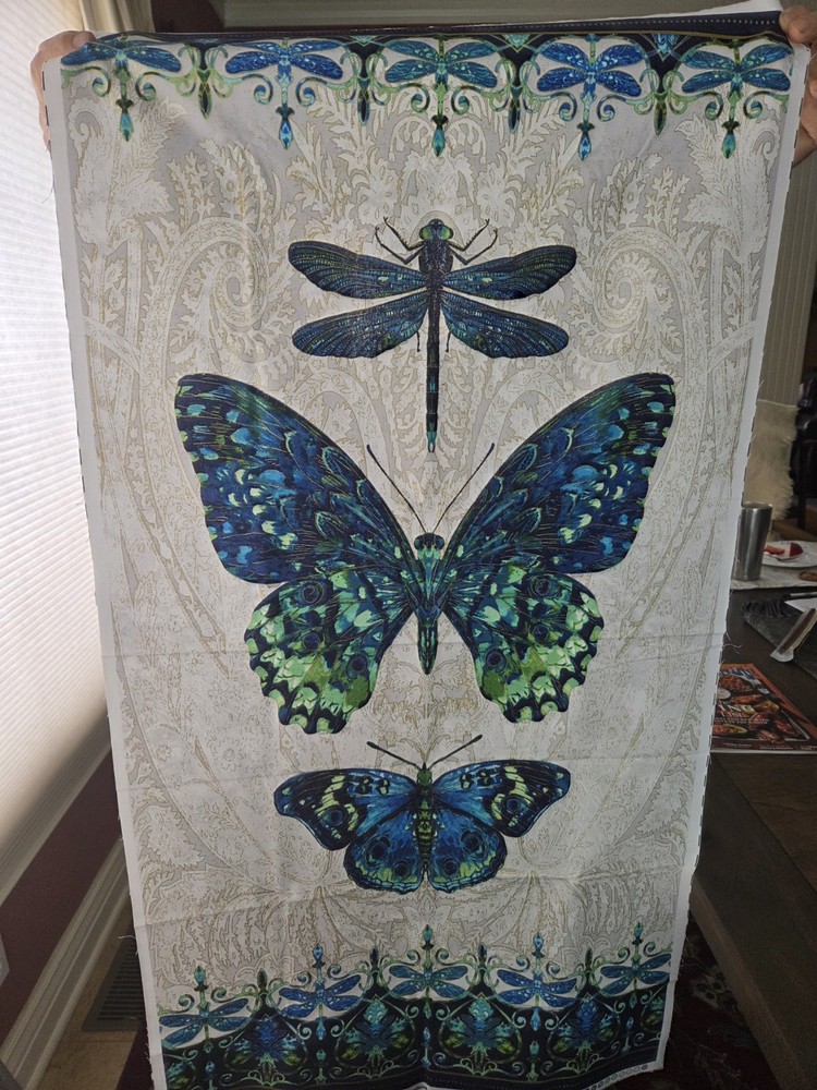Luminosity Butterfly-cream Multi Metalic 24X44 Panel by Northcott Fabric CRAFT!