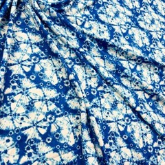 Abstract Blue and White Print Nylon Spandex Fabric 4 Way Stretch By Ya