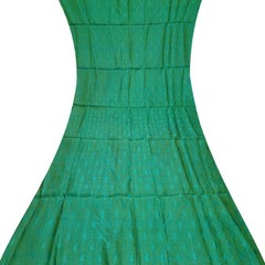 Vintage Blue-Green Dual Tone 100% Pure Silk Sari Remnant 4YD Craft Fabric Scrap